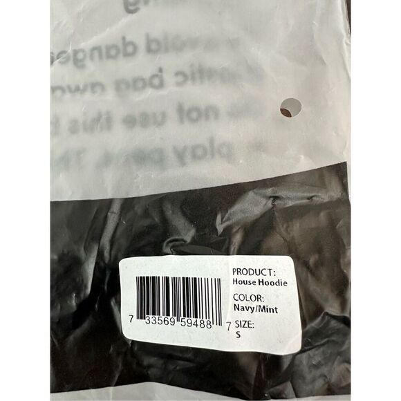 NWT Jambys House Hoodie Lightweight French Terry Hoodie- Unisex Small- Navy/Mint - Picture 10 of 10